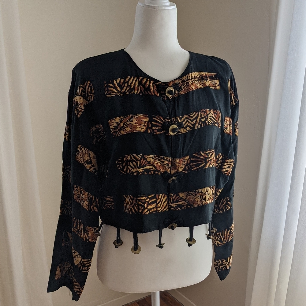 Vintage Nativewear Designs Coin Embellished Crop Top